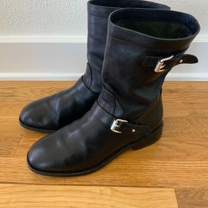Rag & Bone Black Leather Oliver II Moto Boots Size 38 (8)